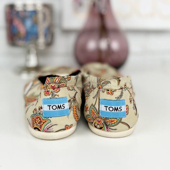 TOMS NWOT‎ Classic Vintage Paisley Canvas Slip On Alpargata Flats Shoes Size 6W - Picture 7 of 12